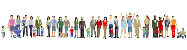 Famílias Geração Estão Juntas Ilustração —  Vetores de Stock