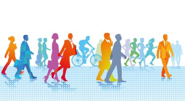 Şehirde renkli kalabalık var.