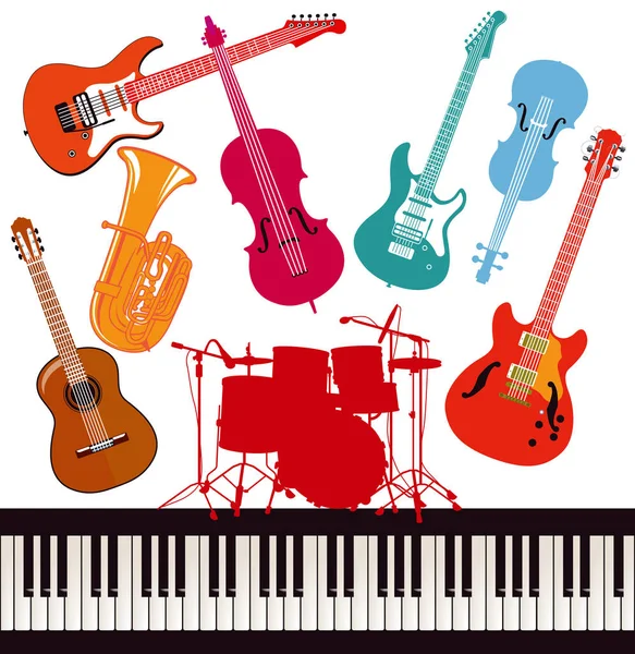 Ilustracja Kolorowy Instrumentów Muzycznych — Wektor stockowy