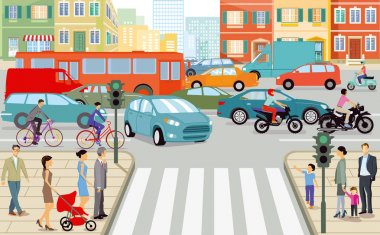 Şehirdeki trafik, illüstrasyon