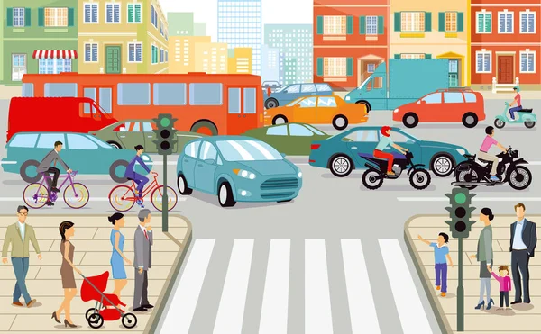 Trafic Routier Dans Ville Illustration — Image vectorielle