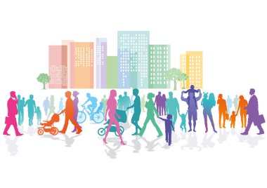 Şehirde renkli kalabalık var.