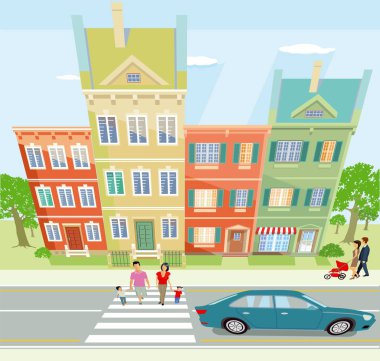 Cityscape ile gezinmek illüstrasyon