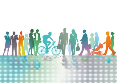 Şehirde renkli kalabalık var.