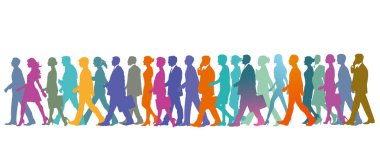 İnsanların satır grubuna, kalabalık