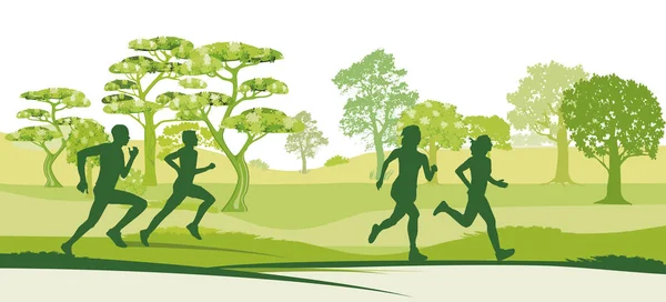 Running People Doing Sports — Stock Vector