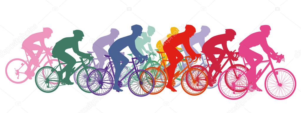 Group of cyclists on racing bikes, cycling racing