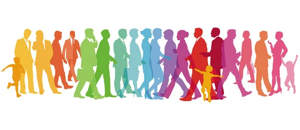 Colorful Large Group People Vector Illustration — Stock Vector