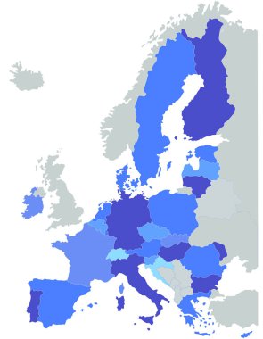 Avrupa Birliği 'nin tüm üyeleriyle Avrupa Haritası