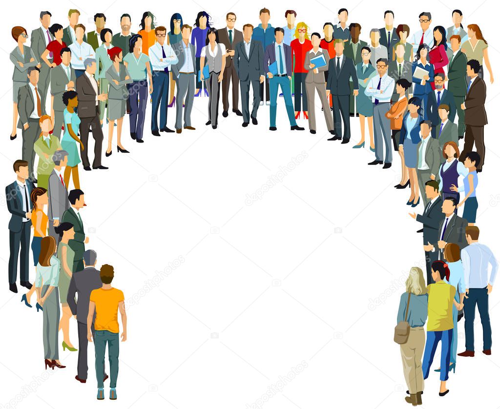 Large group of people in the community - vector illustration