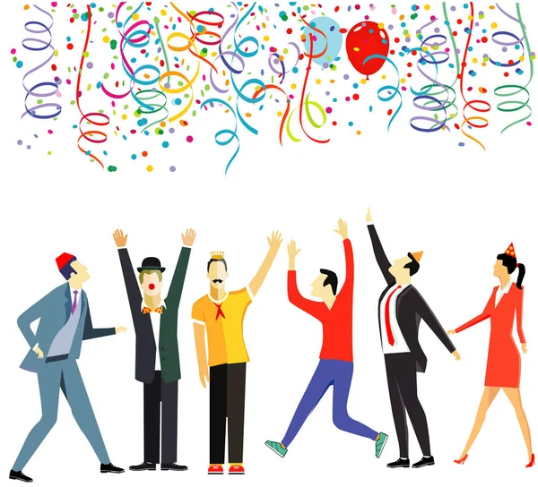 Šťastní Lidé Oslavují Párty — Stockový vektor