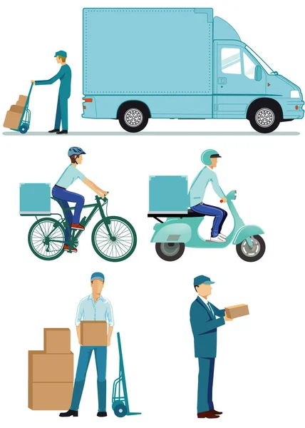 Logistique Livraison Livreurs Fournisseurs — Image vectorielle