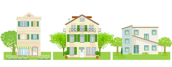 Group Different Houses Vector Cut Out Neutral Background — 스톡 벡터