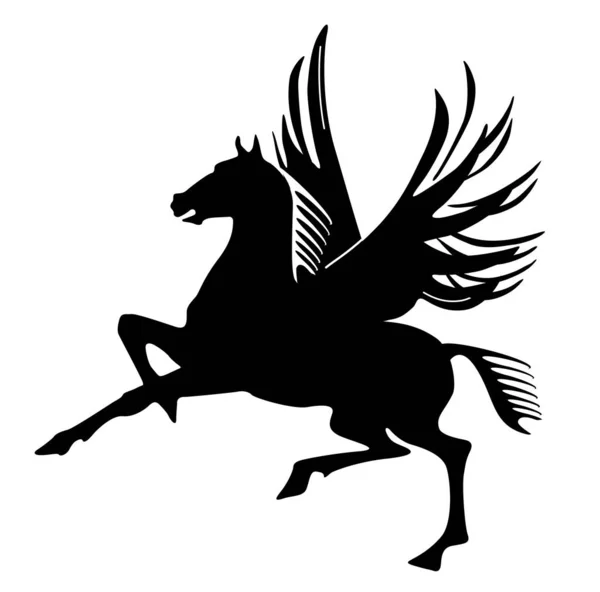 Pegasus Sylwetka Mitologiczny Skrzydlaty Koń Ilustracja Wektor — Wektor stockowy