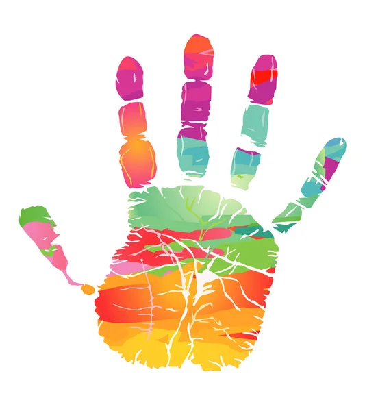 Colorful Handprint Colorful Vector Illustration — Stock Vector