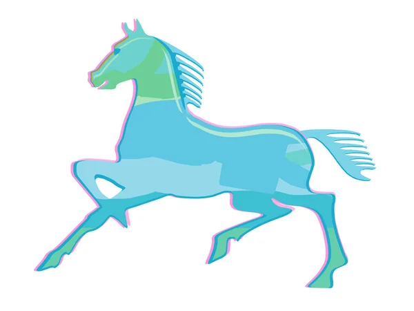 Blue Horse Motion Vector Illustration — Stock Vector