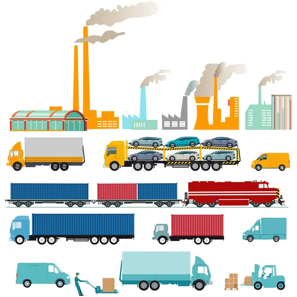 Industrie Usines Fret Transport — Image vectorielle