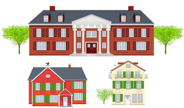 Herenhuis Woonhuis Onroerend Goed Eengezinswoningen Landhuizen — Stockvector