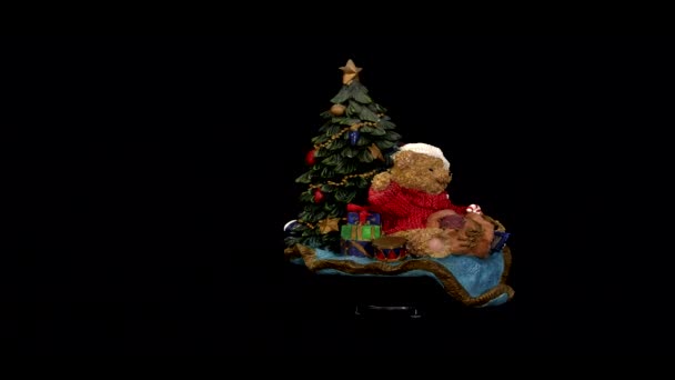 Árbol de Navidad con regalos del oso — Vídeo de stock