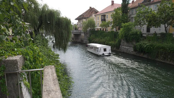 Damm des Flusses Ljubljanica — Stockfoto