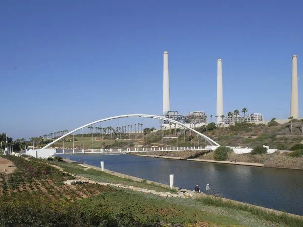 Parque Nahal Hadera Puente Peatonal Sobre Río Hadera —  Fotos de Stock