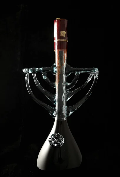 Stylized Red Wine Bottle for Hanukkah — Stock Photo, Image