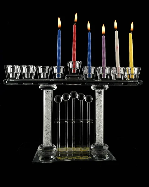 The fifth day Hanukkah menorah crystal lamp — Stock Photo, Image