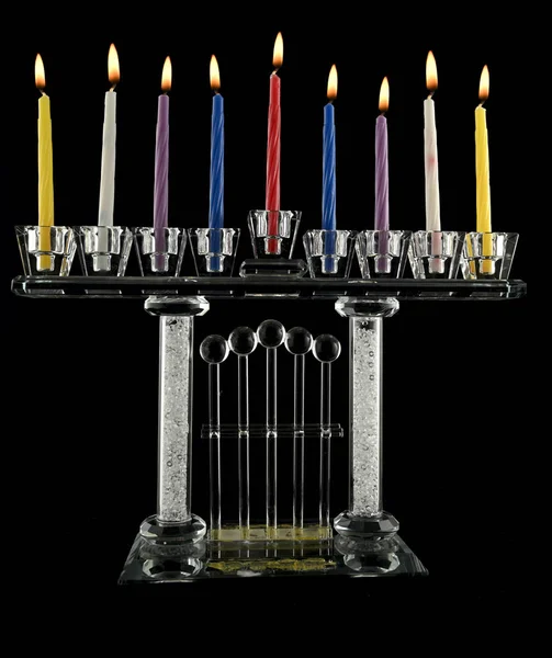 The eighth day Hanukkah menorah crystal lamp — Stock Photo, Image