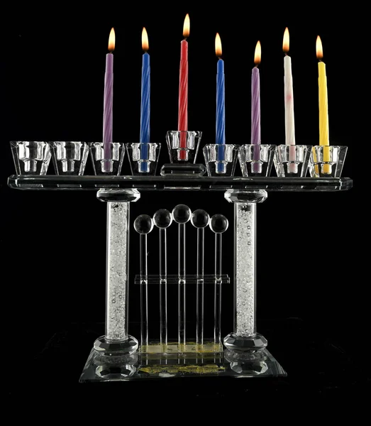 The sixth  day Hanukkah menorah crystal lamp — Stock Photo, Image