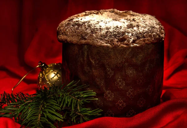 Panettone, traditional homemade sweet bread for Christmas and New Year. — Stock Photo, Image