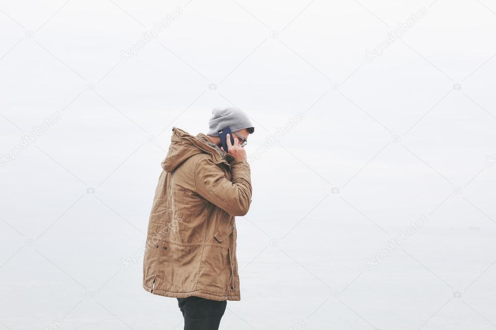 Man  talking on smartphone 