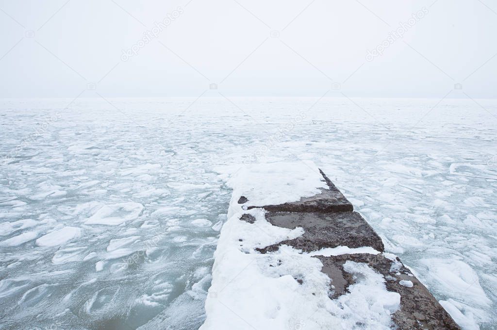 frozen sea in winter.