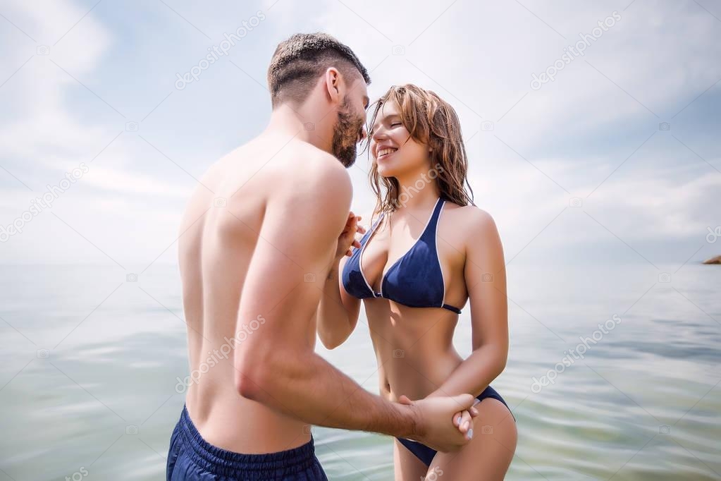 Beautiful couple in swimwear