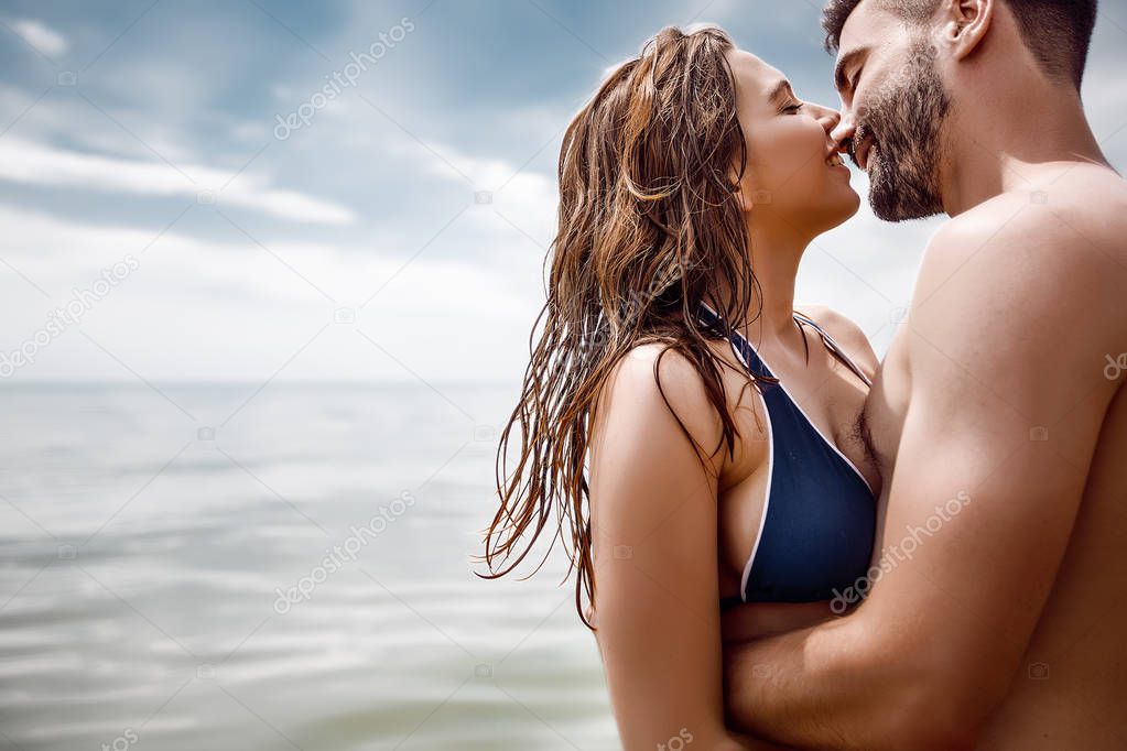 Beautiful couple in swimwear