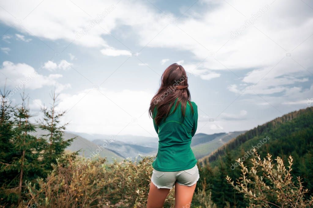girl posing on nature background