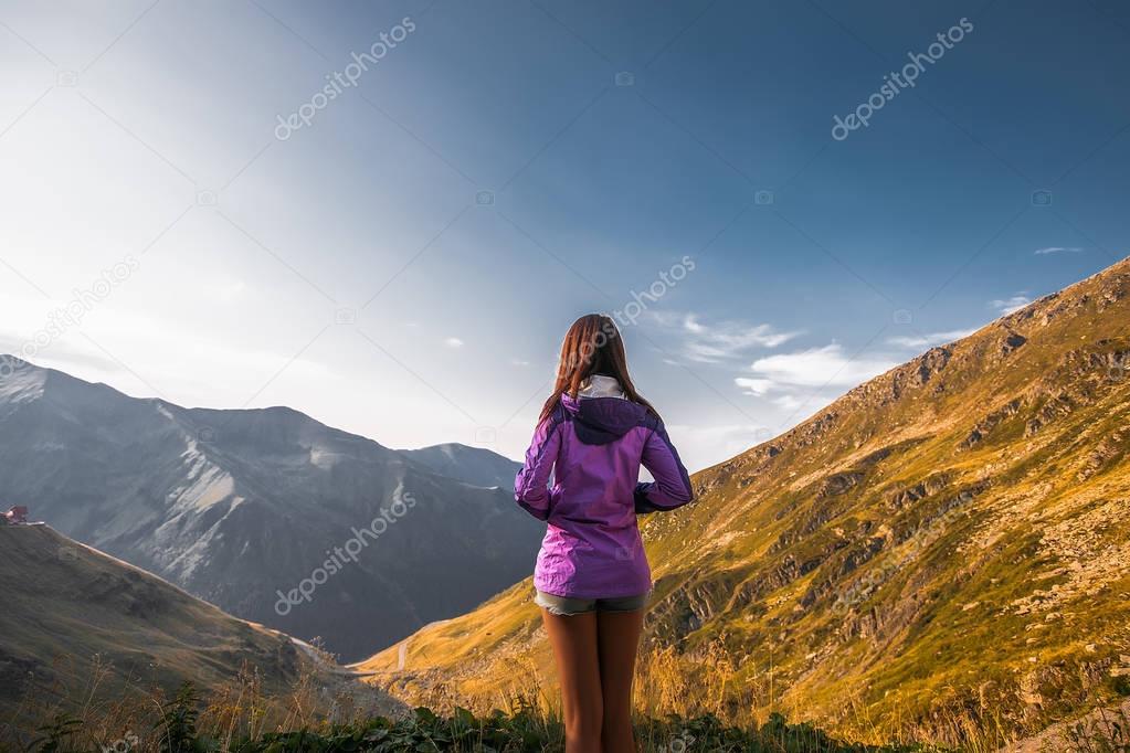 girl posing on nature background
