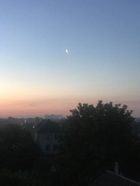 Panoramablick Auf Die Stadt Schönen Nachthimmel Hintergrund — Stockfoto