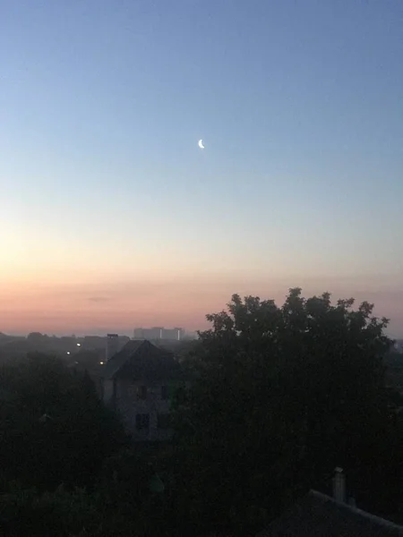 Panoramablick Auf Die Stadt Schönen Nachthimmel Hintergrund — Stockfoto