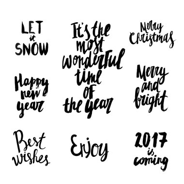 Noel ve yeni yıl yazı kümesi.