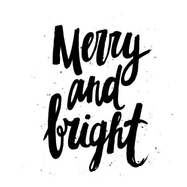 Neşeli ve parlak - el yazısı Noel kartı için tasarım.