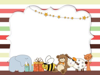 Renkli çizgiler, bebek duş ve birthd şablon için çerçeve