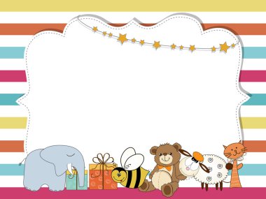Renkli çizgiler, bebek duş ve birthd şablon için çerçeve