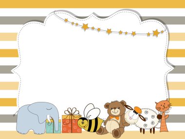 Renkli çizgiler, bebek duş ve birthd şablon için çerçeve