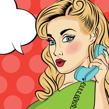 Pop art kadın retro telefon ile
