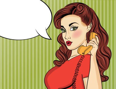 Pop art kadın retro telefon ile
