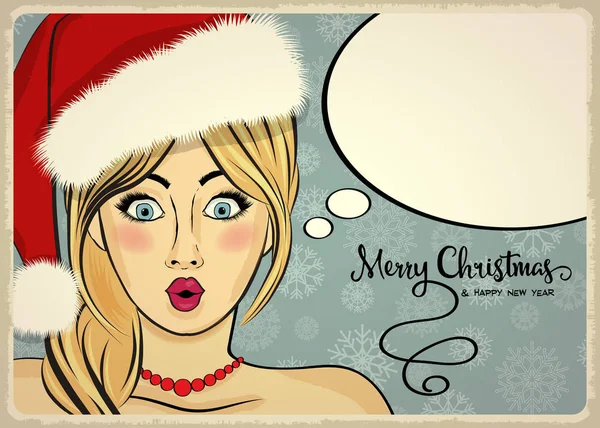 Personalizável belo cartão de Natal retro com pino sexy até San — Vetor de Stock