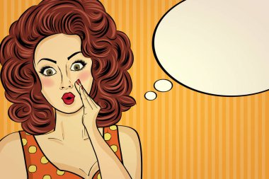 Sürpriz pop art kadın onun sırlarını anlatır. Pin-up kızı.