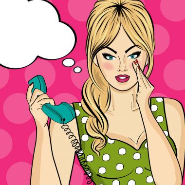 Bir retro Evet seksi pop art kadın