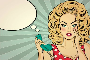 Bir retro Evet seksi pop art kadın