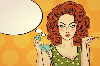 Bir retro Evet seksi pop art kadın